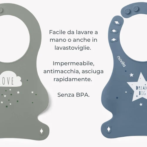 Set 2 Bavaglini in silicone Nuvita