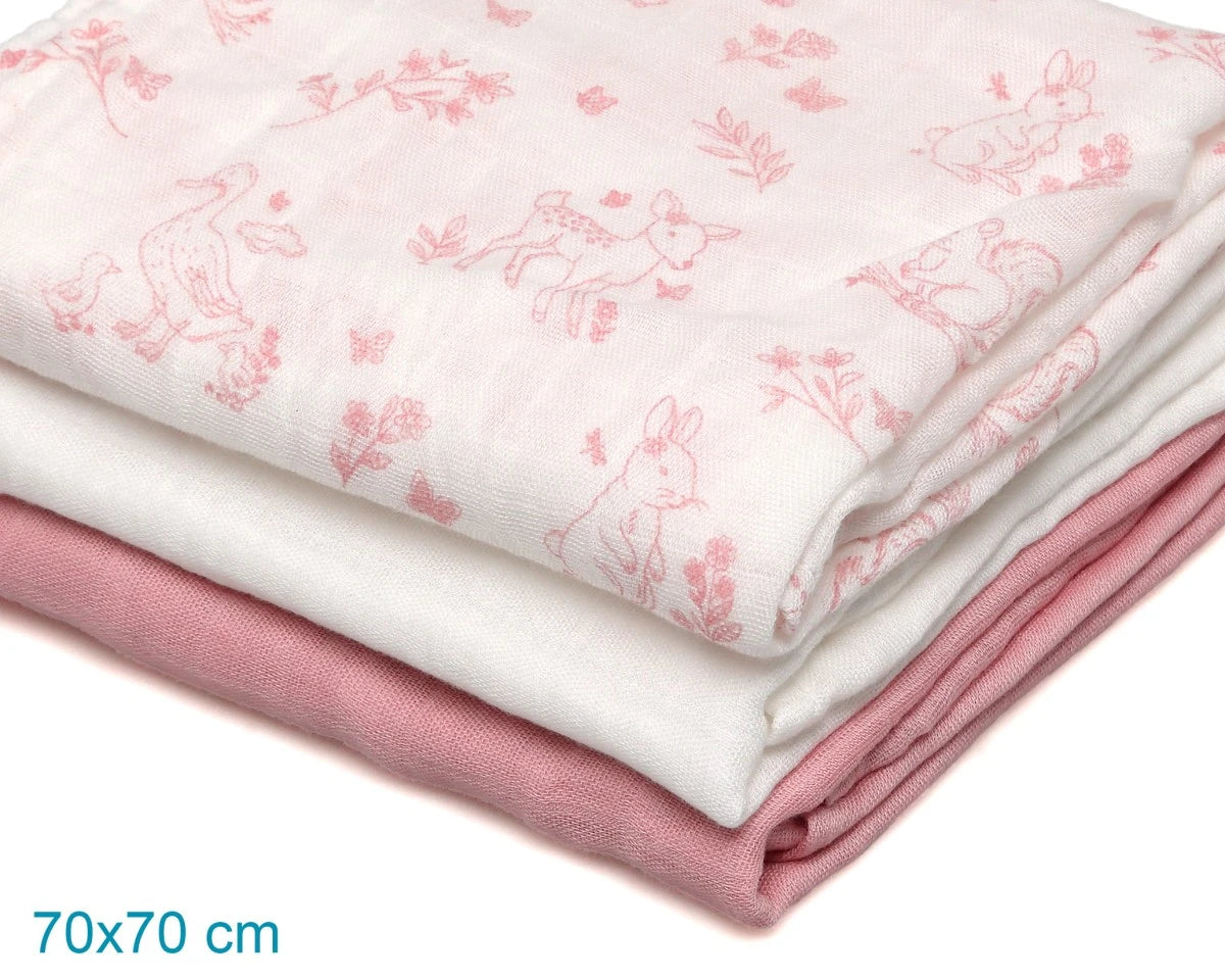 Set 3 Mussole KioKids rosa